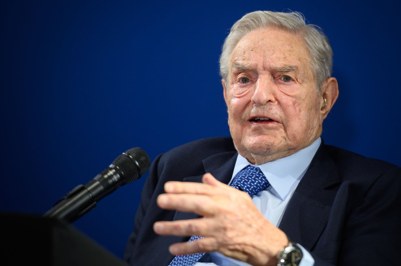 U.S. investor and philanthropist George Soros delivers a speech on the sideline of the World Economic Forum's (WEF) annual meeting in Davos, Switzerland, Jan. 23, 2020. (AFP Photo)