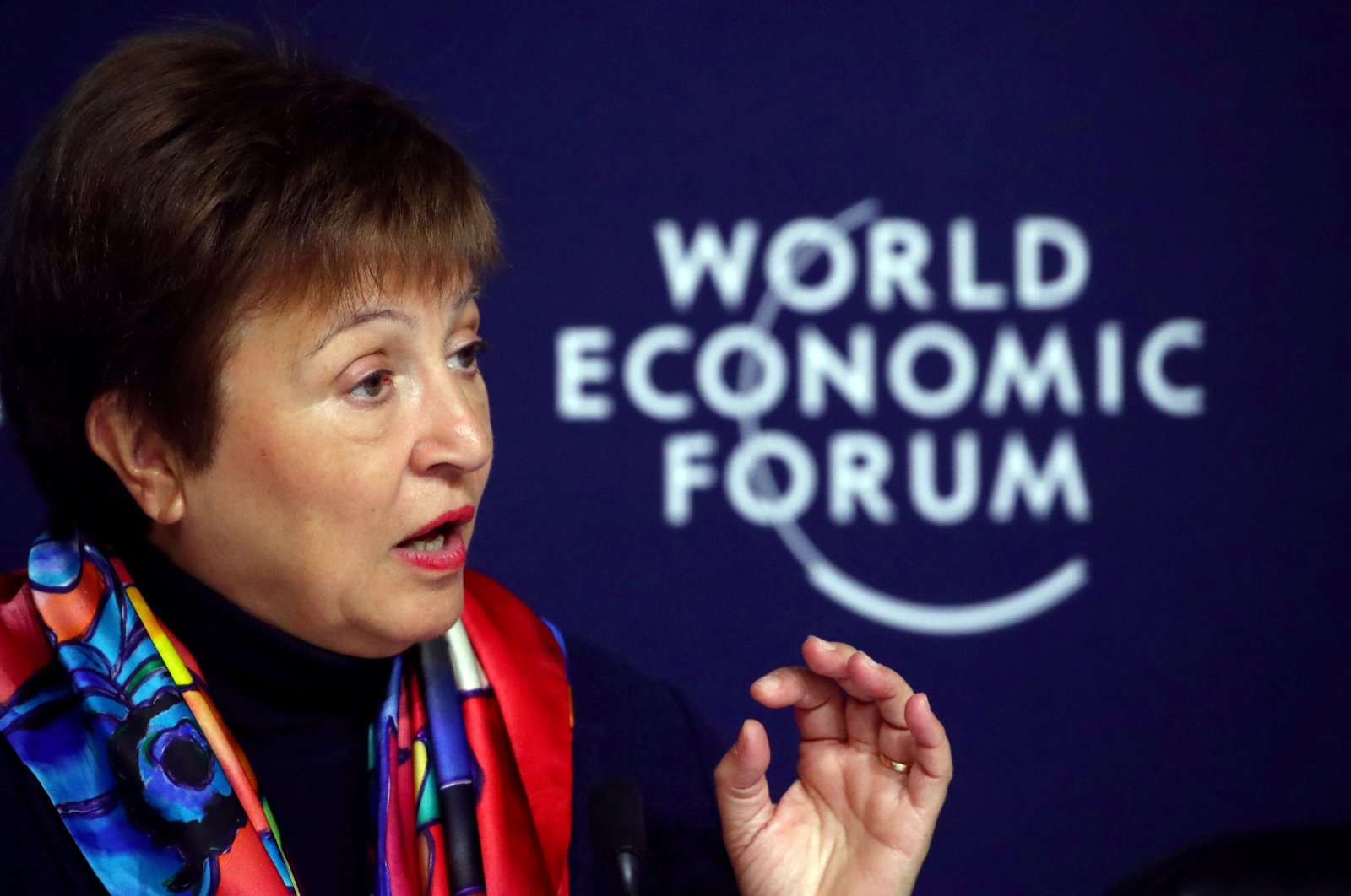 IMF Managing Director Kristalina Georgieva attends a news conference ahead of the World Economic Forum (WEF) in Davos, Switzerland January 20, 2020. (REUTERS Photo)