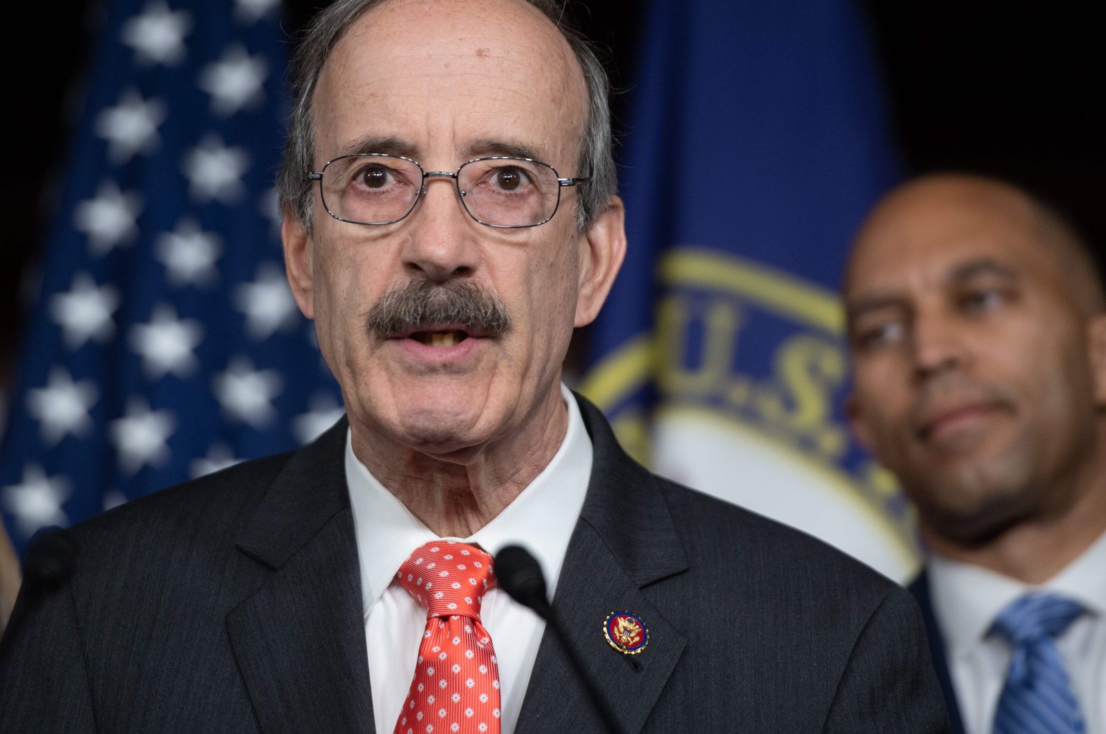 In this file photo from May 18, 2020, Representative Eliot Engel, Democrat for California, speaks during a press conference on Capitol Hill in Washington. Engel claims the State Department watchdog abruptly fired by President Donald Trump was probing his controversial bypassing of Congress to sell weapons to Saudi Arabia, Washington D.C.