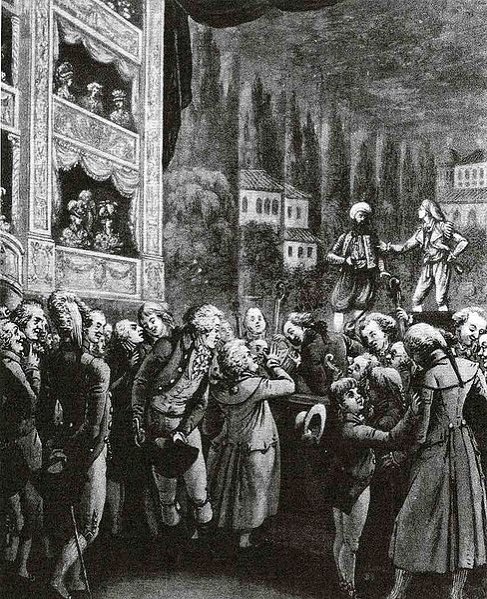 Wolfgang Amadeus Mozart (C) attended a performance of his own opera Die Entführung aus dem Serail in Berlin in 1789.