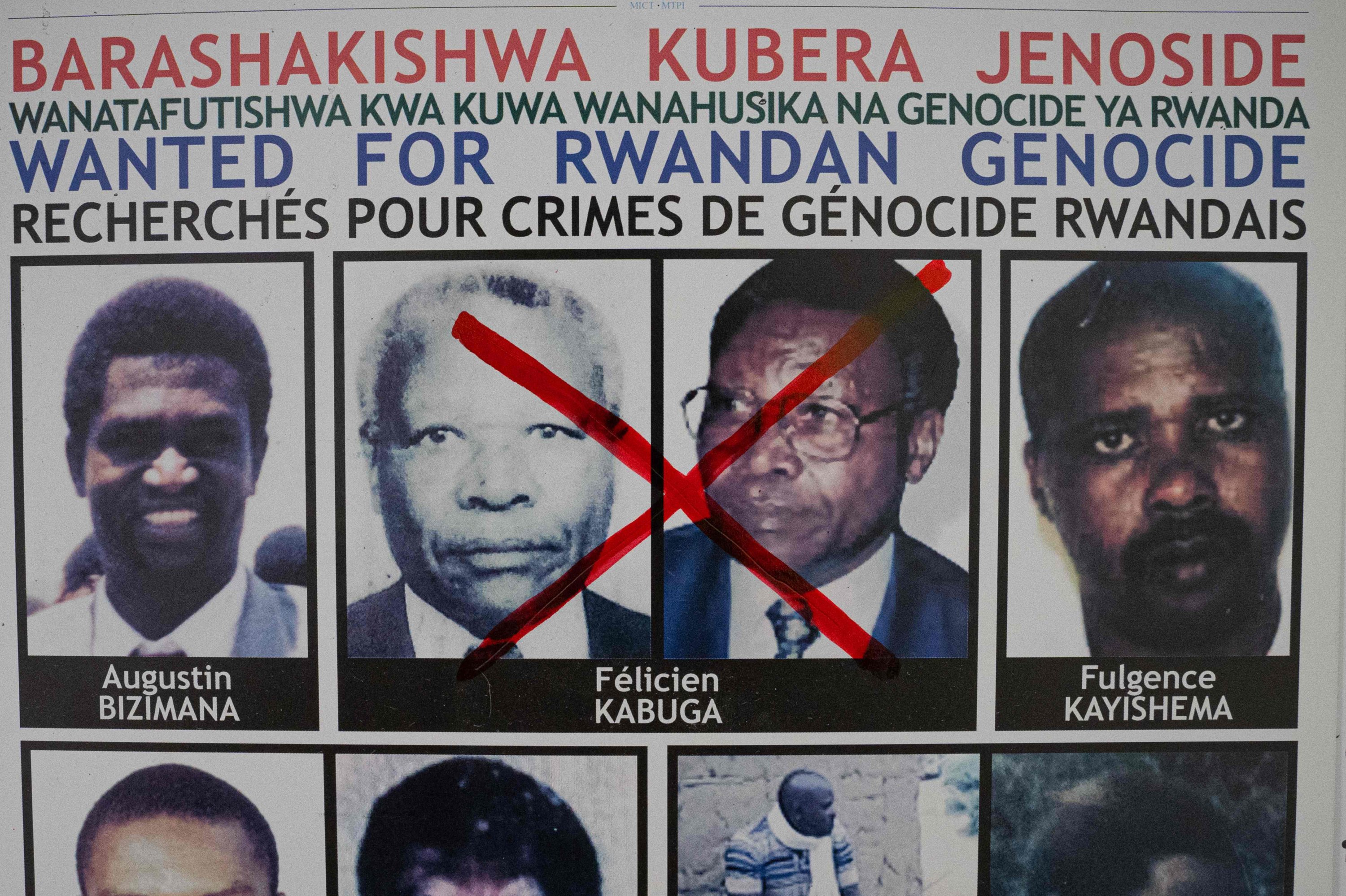 A wanted poster in the Genocide Fugitive Tracking Unit in Kigali, Rwanda. May 2020. Felicien Kabuga is one of the last suspects of 1994 Rwanda genocide. Source: Daily Sabah ~