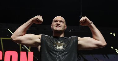 Tyson Fury before a WBC match against Deontay Wilder in Las Vegas, Nevada, U.S., Feb. 21, 2020. (AP Photo)