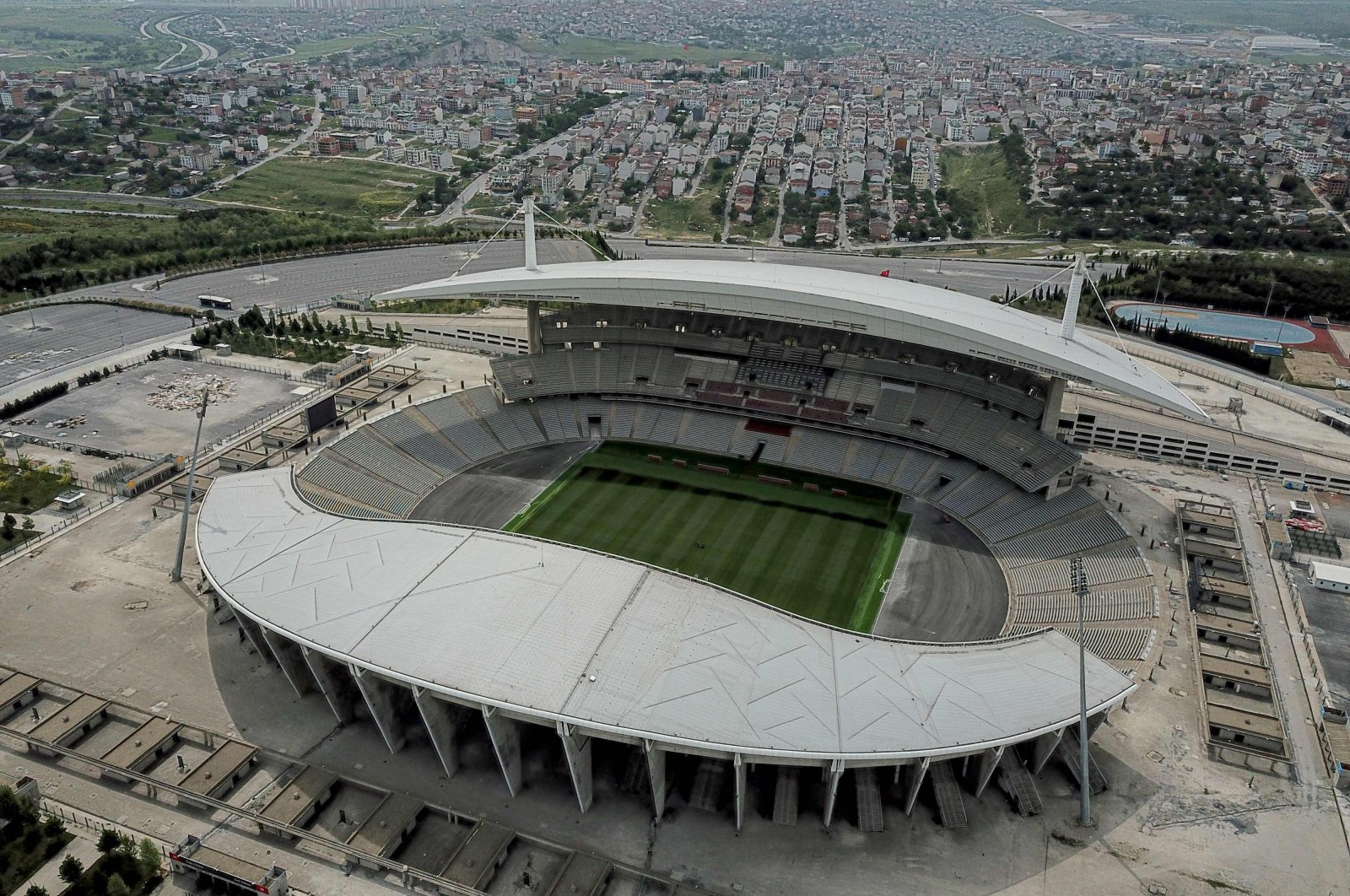 An aerial view shows Atatürk Olympic Stadium, slated to host the 2020 Champions League final, in Istanbul, Turkey, May 19, 2020. (AFP Photo)