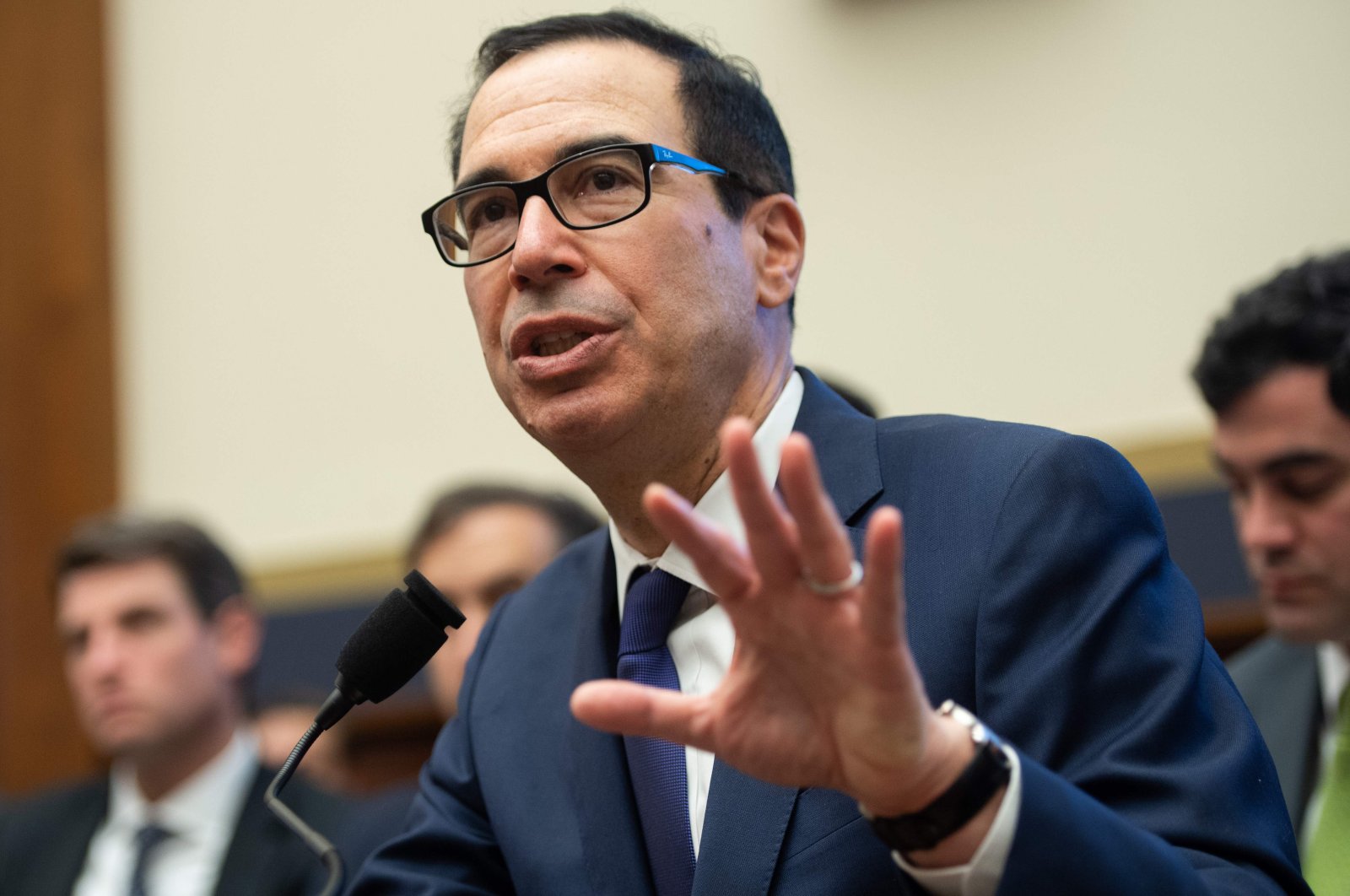 In this file photo taken on May 22, 2019 U.S. Secretary of Treasury Steven Mnuchin testifies during a House Committee on Financial Services hearing on Capitol Hill in Washington, DC. (AFP Photo)