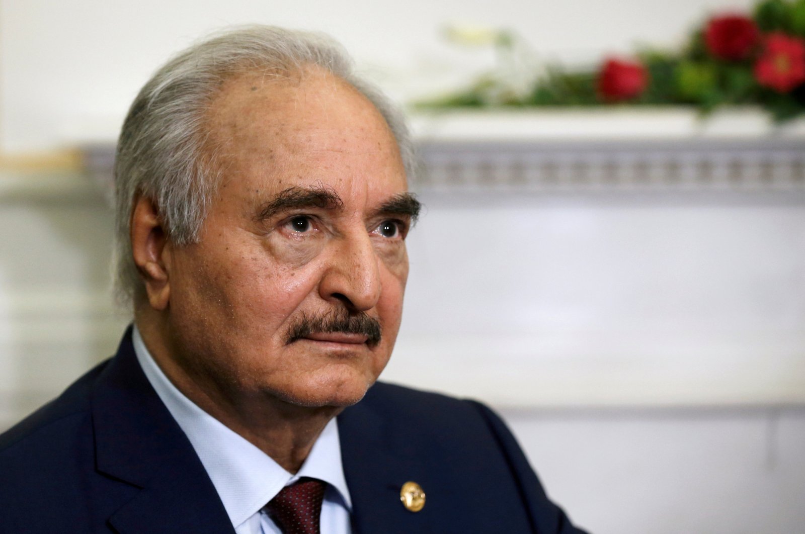 Renegade Gen. Khalifa Haftar meets Greek Foreign Minister Nikos Dendias (not pictured) at the Foreign Ministry in Athens, Greece, Jan. 17, 2020. (Reuters Photo)