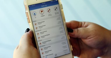 A call log is displayed via an AT&T app on a cellphone, Orlando, Florida, U.S., Aug. 1, 2017.  (AP Photo)