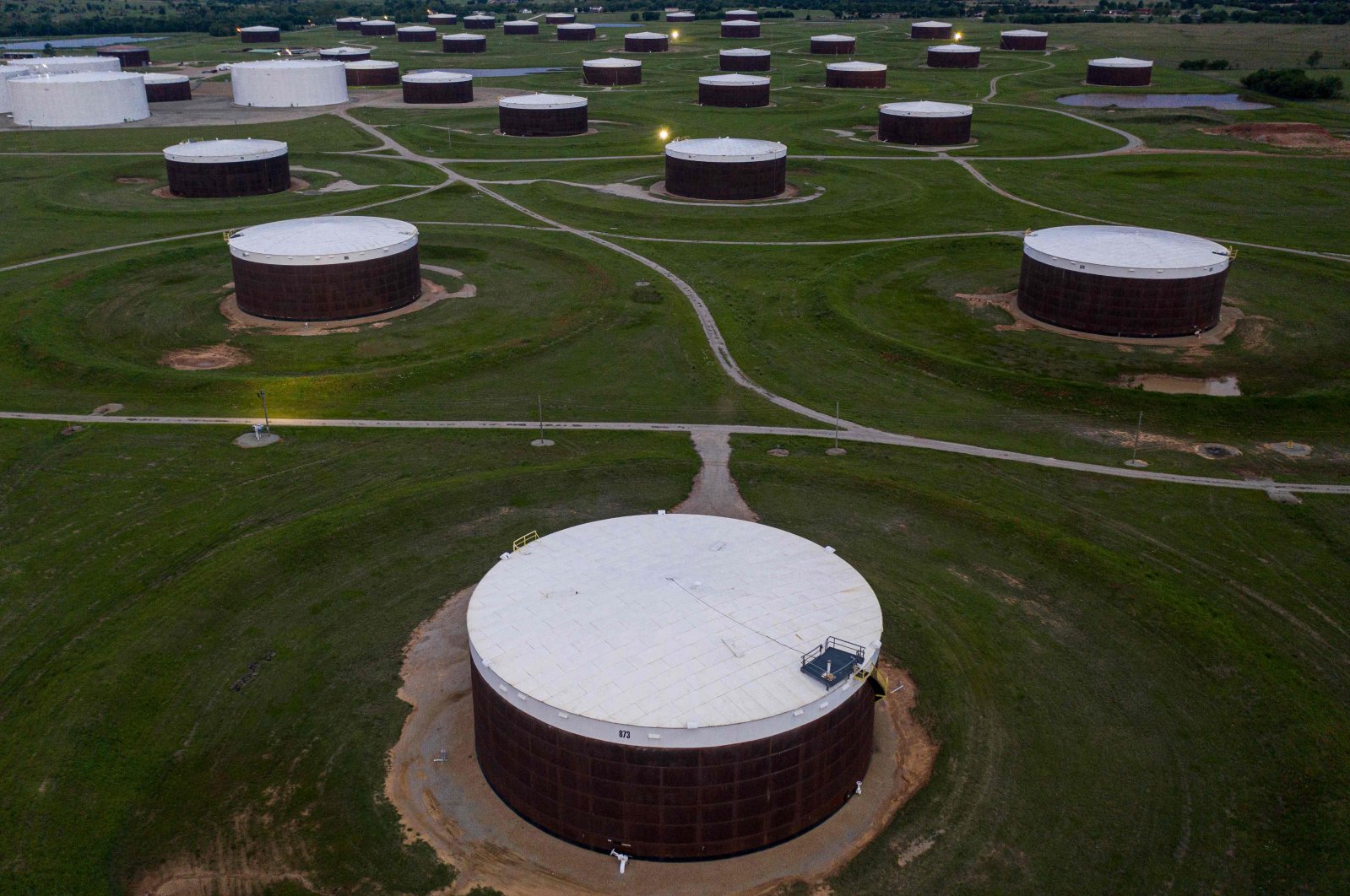 An aerial view of a crude oil storage facility, Cushing, Oklahoma, U.S., May 5, 2020. (AFP Photo)