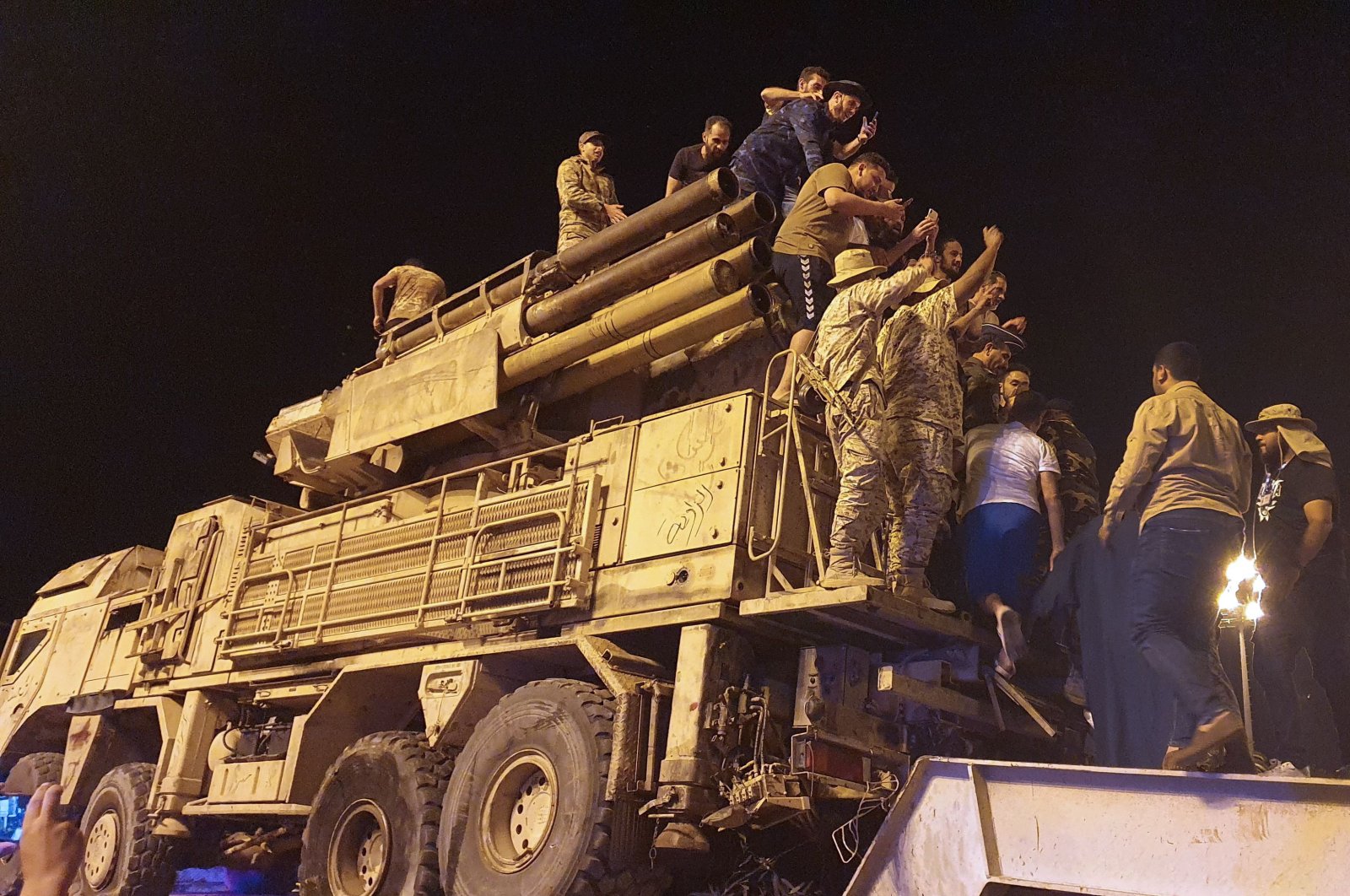 Forces loyal to Libya's UN-recognised Government of National Accord (GNA) parade a Pantsir air defense system truck in the capital Tripoli on May 20, 2020. (AFP Photo)