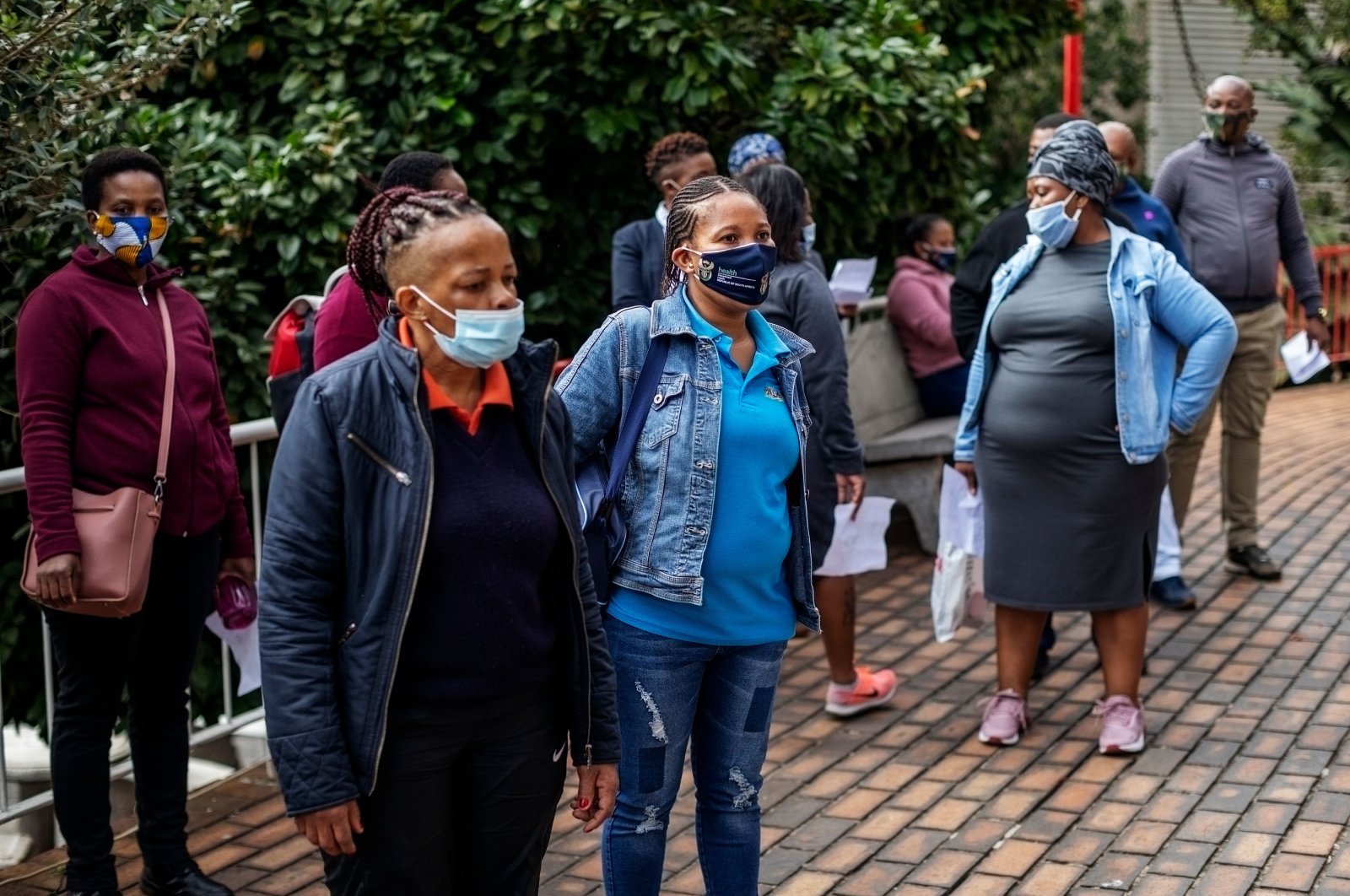 Demonstrators gather during a protest organized by the support staff at Helen Joseph Hospital to urge more testing for COVID-19 and a lack of personal protective equipment, Johannesburg, South Africa, May 25, 2020. (AFP Photo)