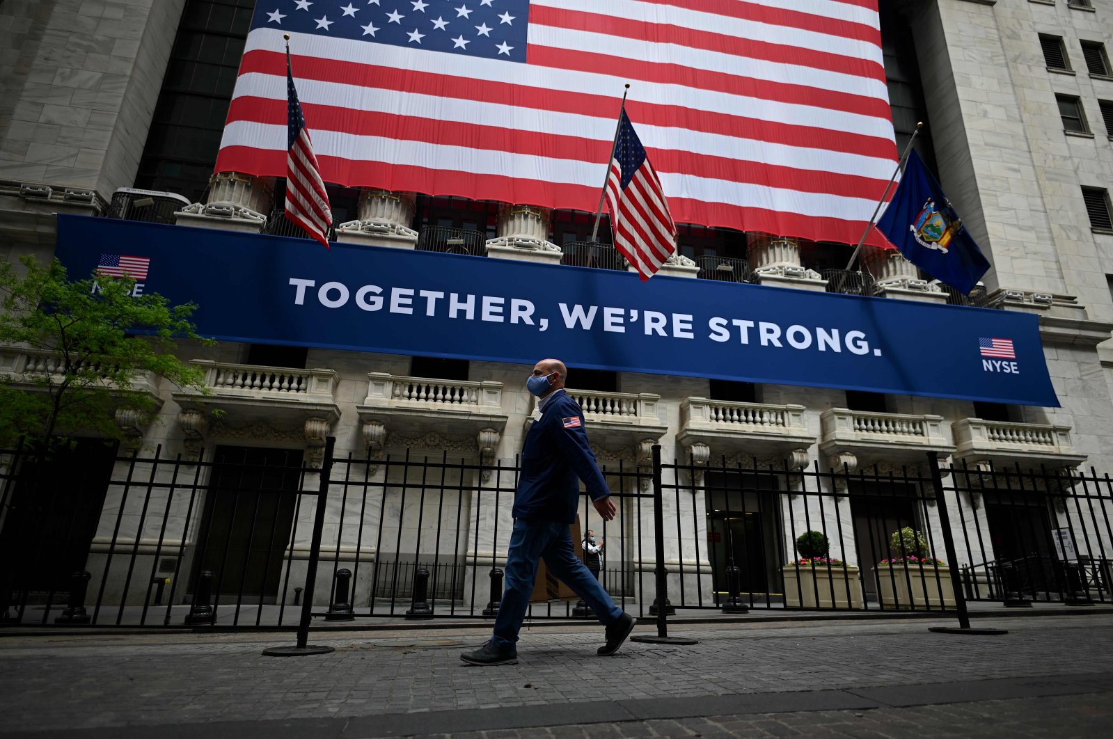 The New York Stock Exchange (NYSE) is pictured on May 26, 2020 at Wall Street in New York City. (AFP Photo)