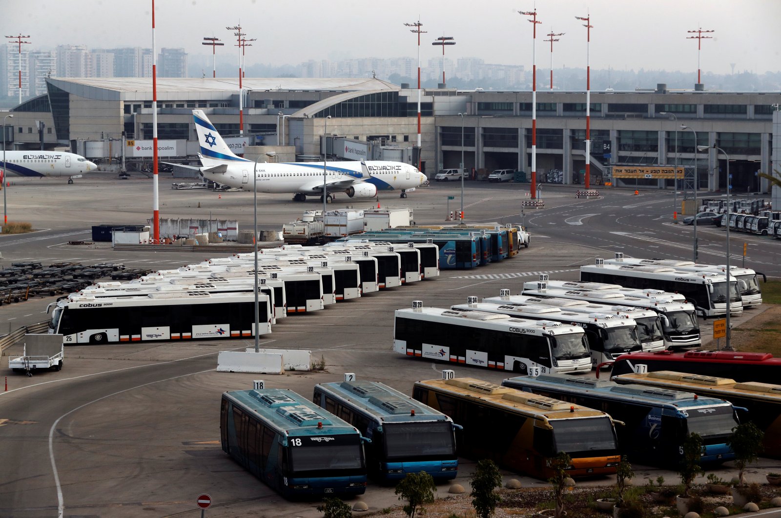 An Israeli flag carrier El Al Airlines plane is seen on the tarmac at Ben Gurion International Airport, in Lod, near Tel Aviv, Israel, May 14, 2020. (Reuters Photo) 