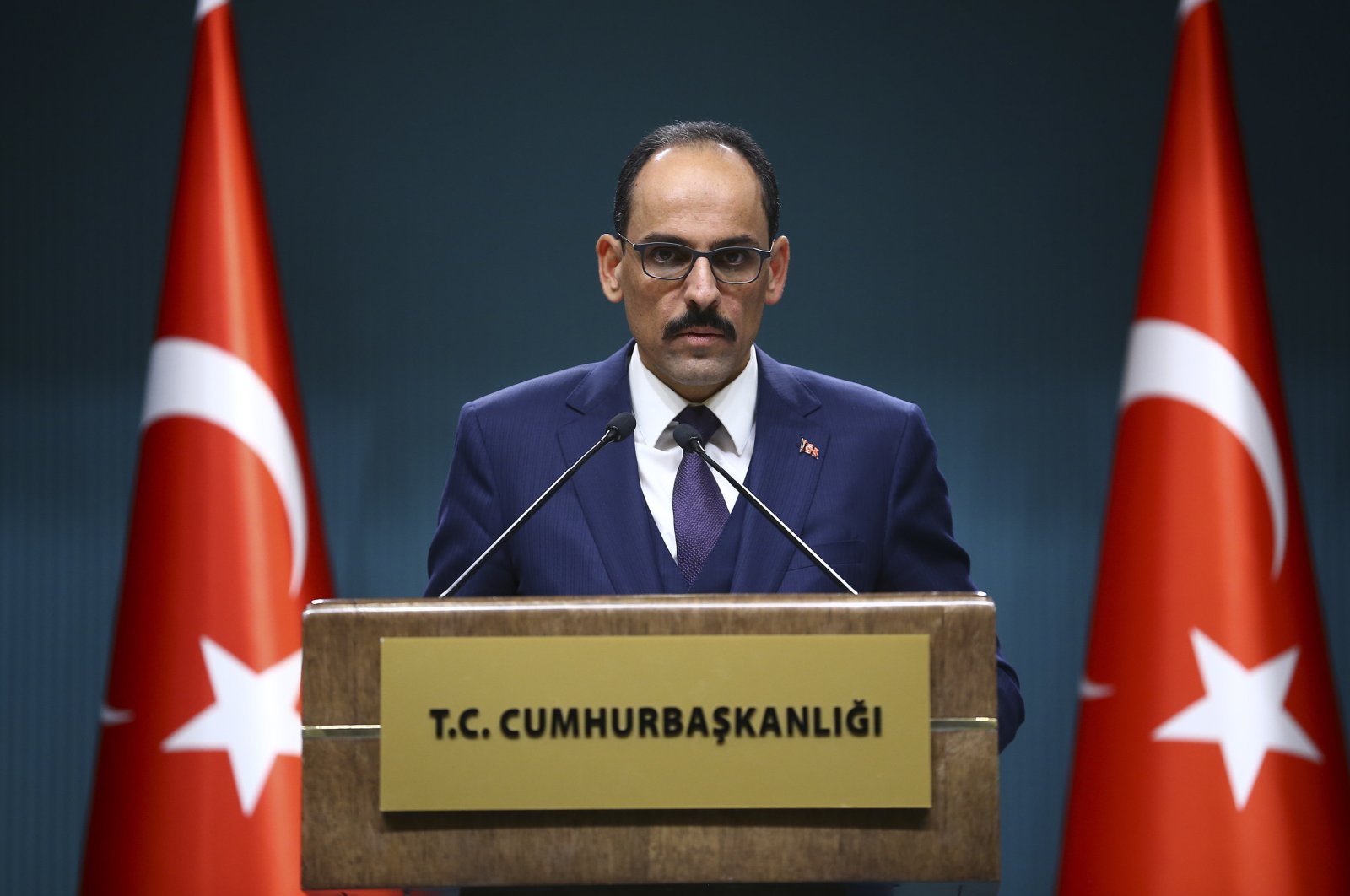 Presidential Spokesman İbrahim Kalın speaks during a press conference, Dec. 12, 2019. (AA Photo)