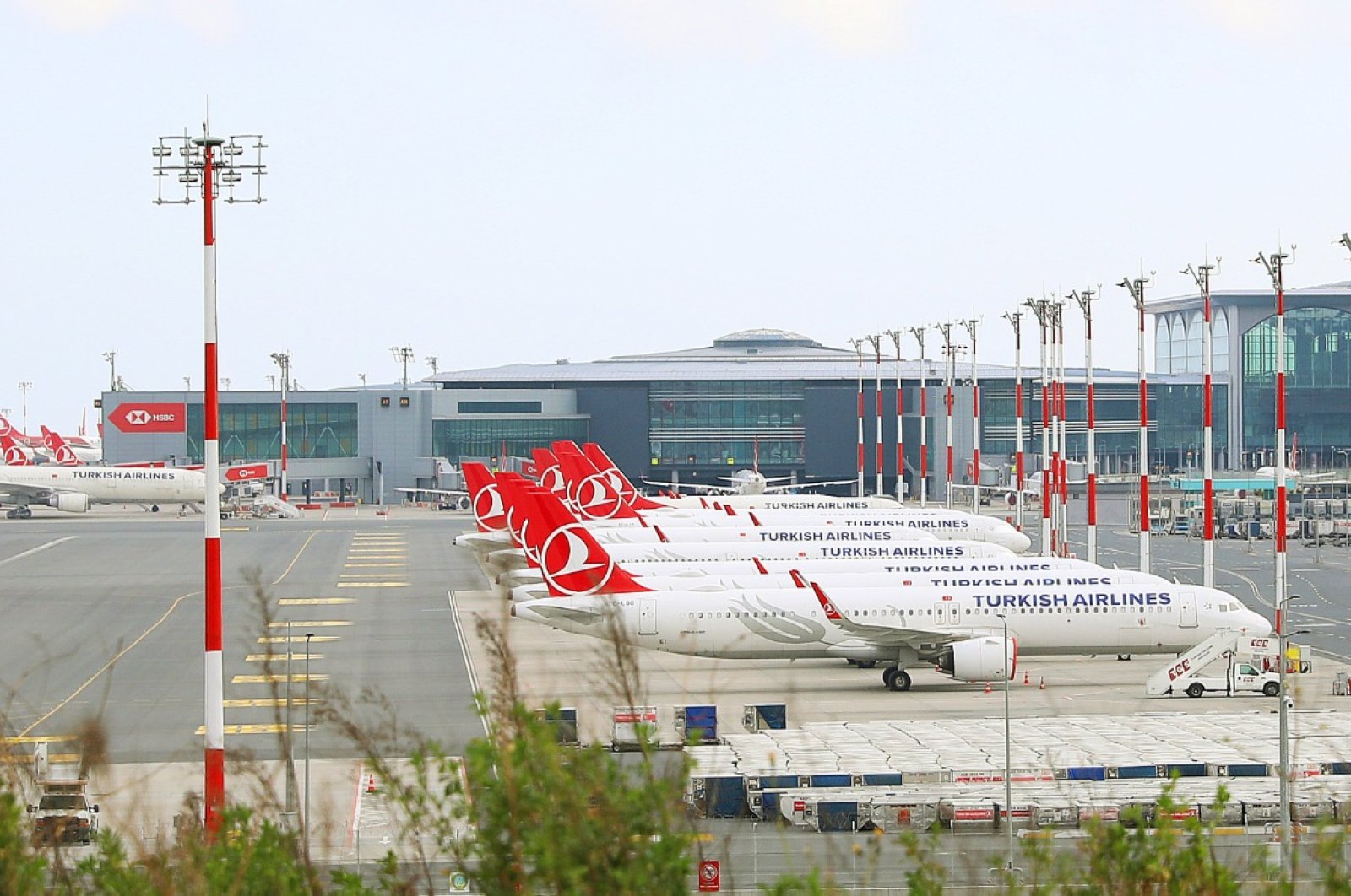 Turkish Airline planes sit on the tarmac at Istanbul Airport during the coronavirus outbreak, Istanbul, May 24, 2020. (AA Photo)