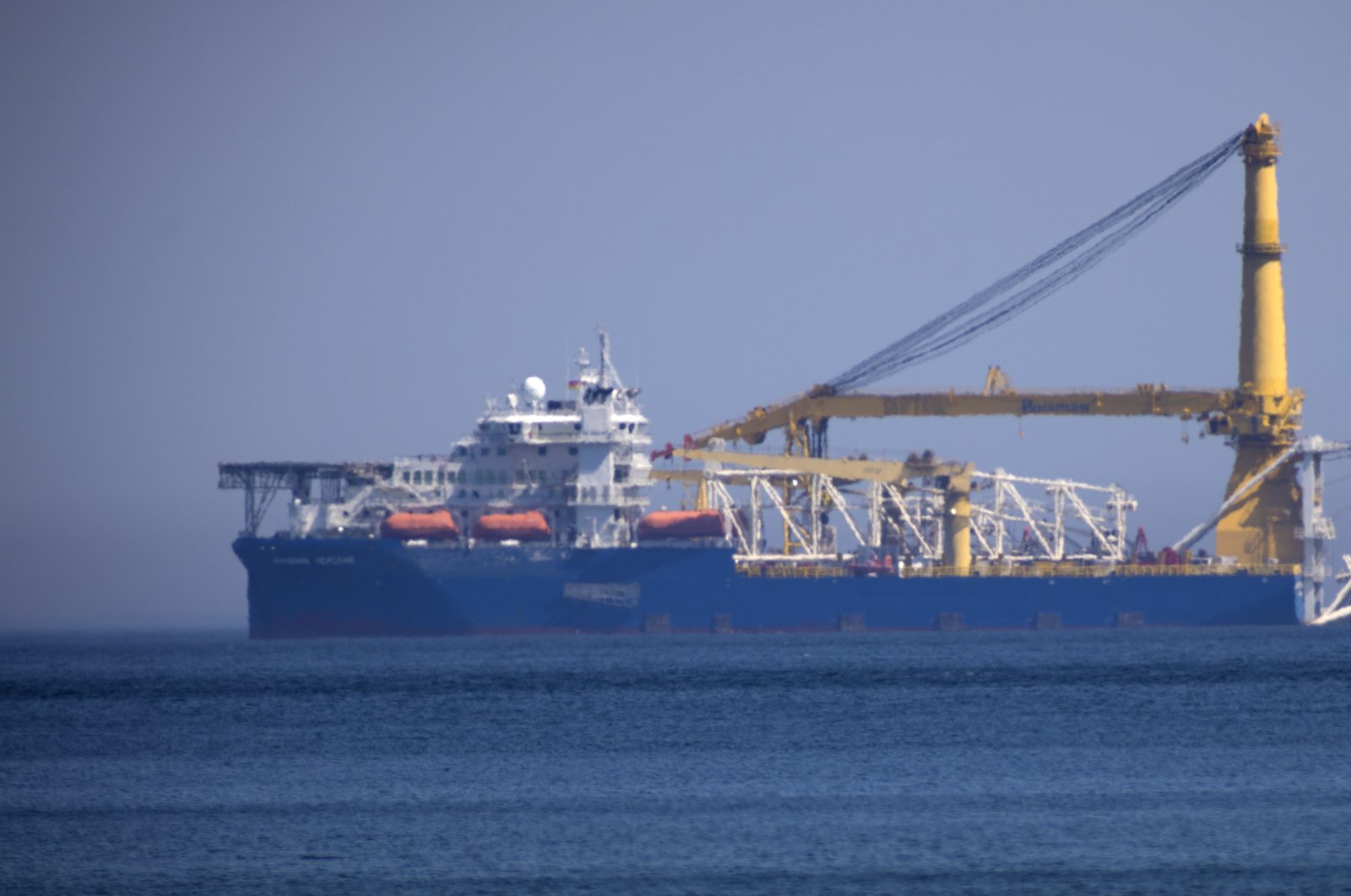 Russian pipe layer vessel "Akademik Cherskiy" is at anchor in Binz, island Ruegen, northern Germany, May 10, 2020. (EPA Photo)