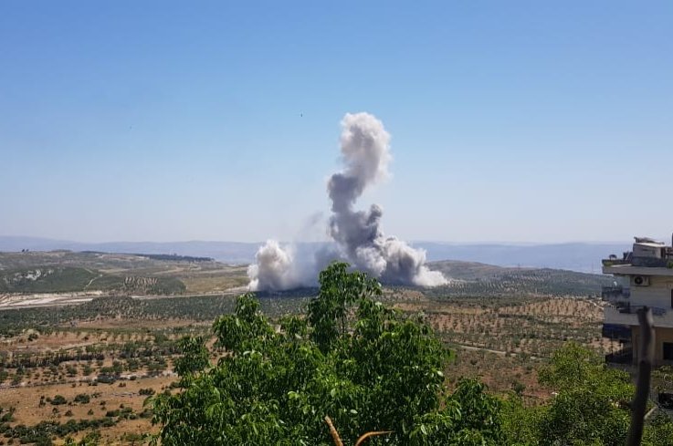 An explosion along the M4 highway killed a Turkish soldier in Idlib, May 27, 2020. (IHA Photo)