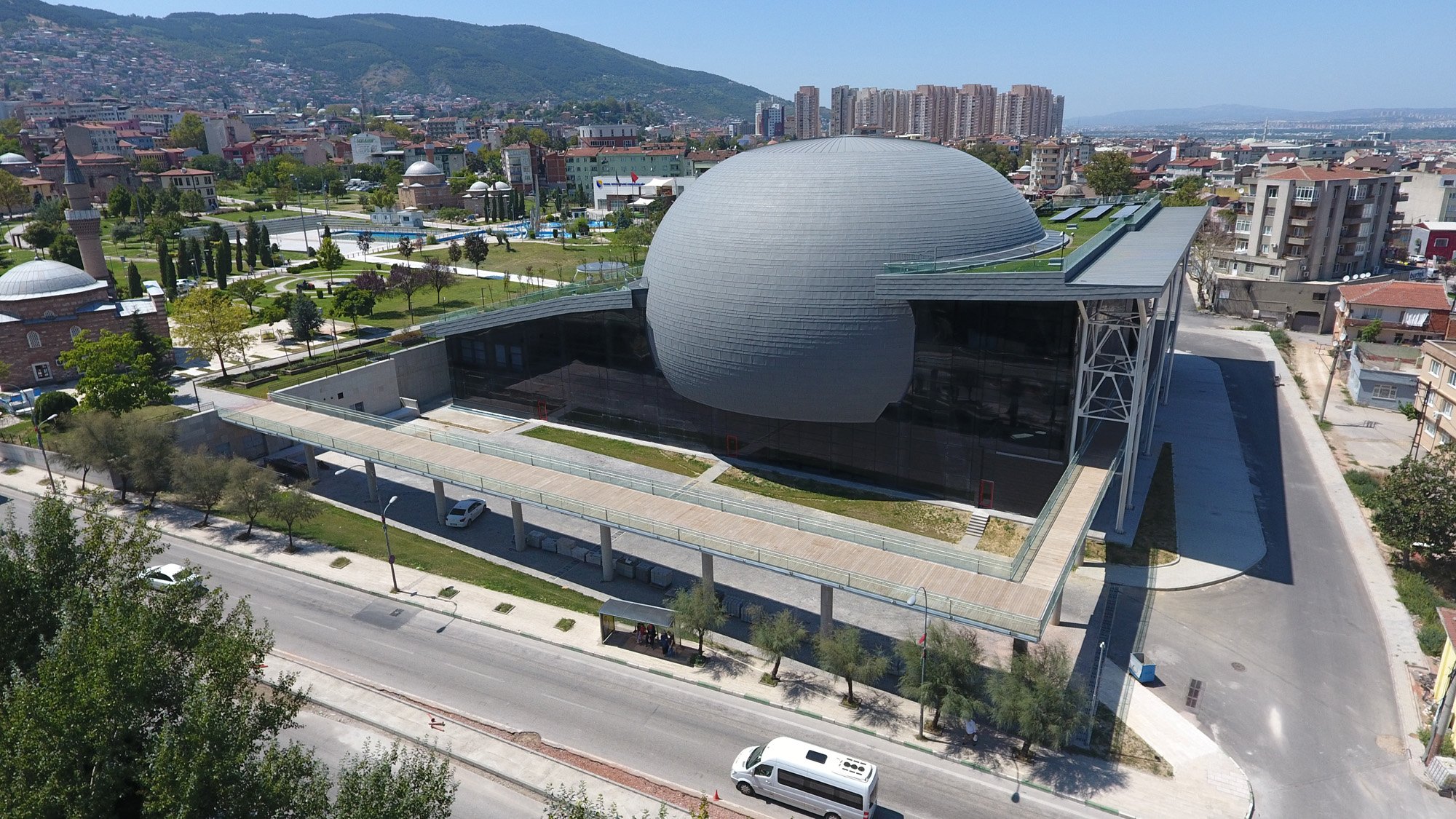 A general view showing the globe-shaped museum from afar. (AA Photo)