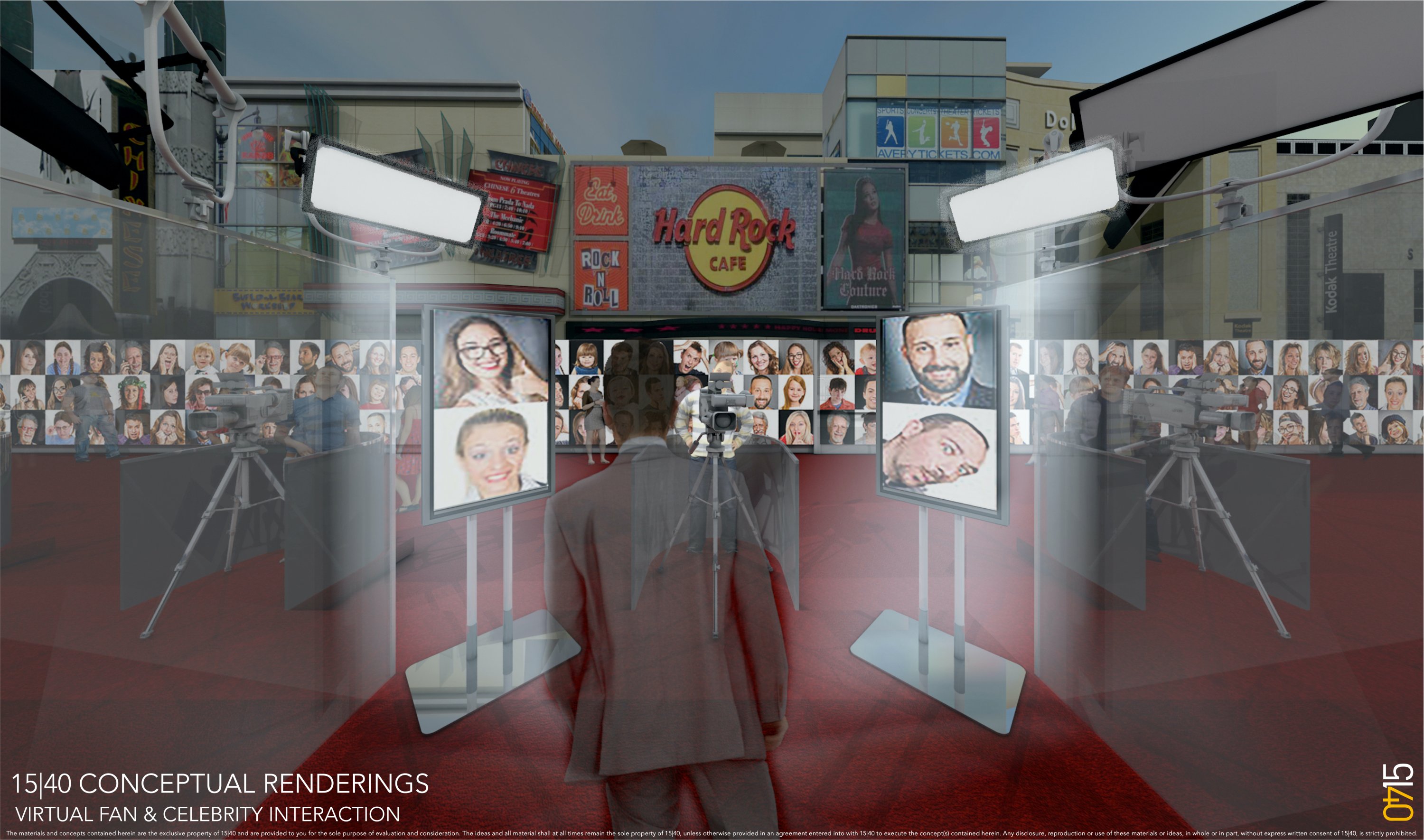 A conceptual rendering by Los Angeles, California event planners 1540 Productions of what a socially distanced red carpet for movie premieres and awards show might look like in the coronavirus disease (COVID-19) era is seen in this undated handout photo. (REUTERS PHOTO)