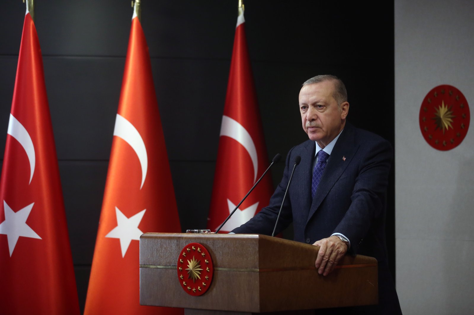 President Recep Tayyip Erdoğan speaks following a weekly cabinet meeting, May 28, 2020. (AA Photo)