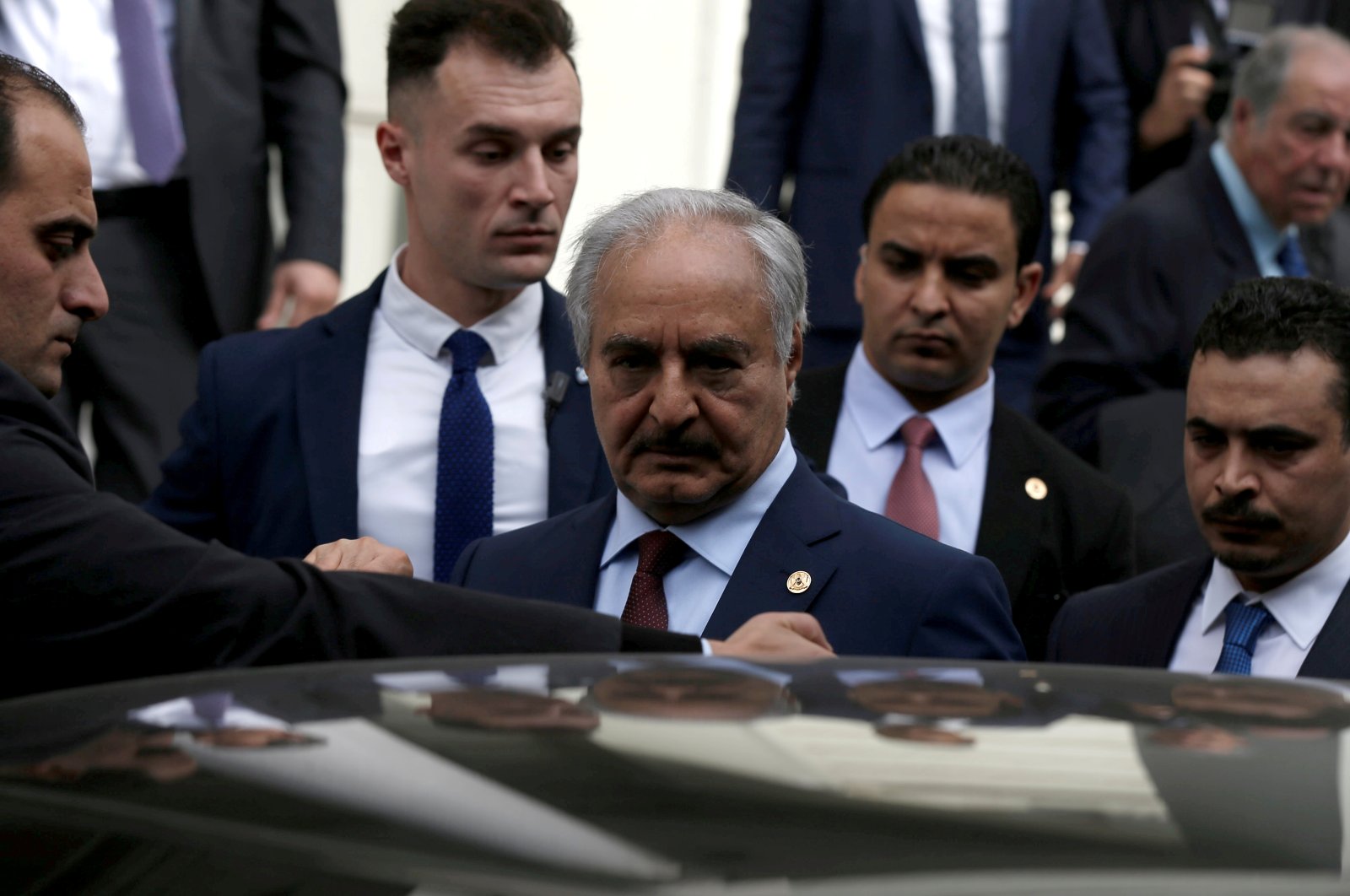 Libya's self-proclaimed Gen. Khalifa Haftar gets into a car after a meeting with Greek Foreign Minister Nikos Dendias at the Foreign Ministry in Athens, Greece, January 17, 2020. (Reuters Photo)