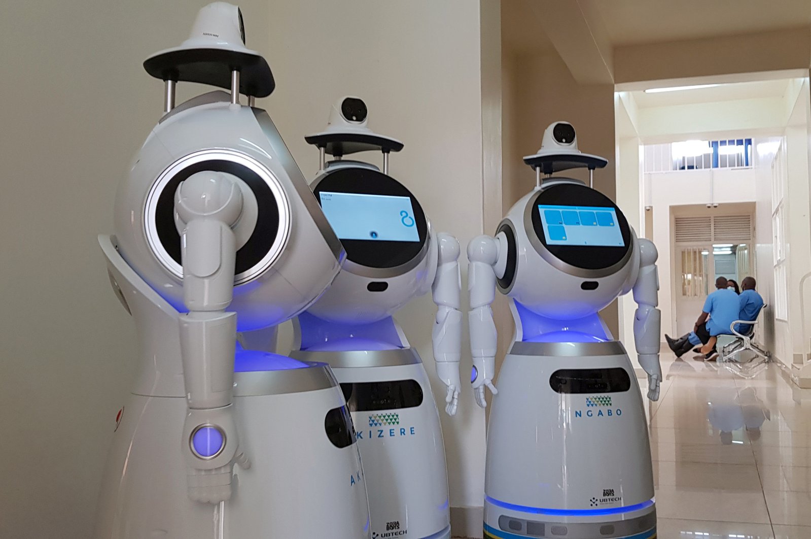 High-tech robots developed by Zora Bots, a Belgium-based company, and donated by the United Nations Development Program (UNDP) are seen during a demonstration at the Kanyinya treatment center that treats COVID-19 patients, in Kigali, Rwanda, May 29, 2020. (REUTERS Photo)
