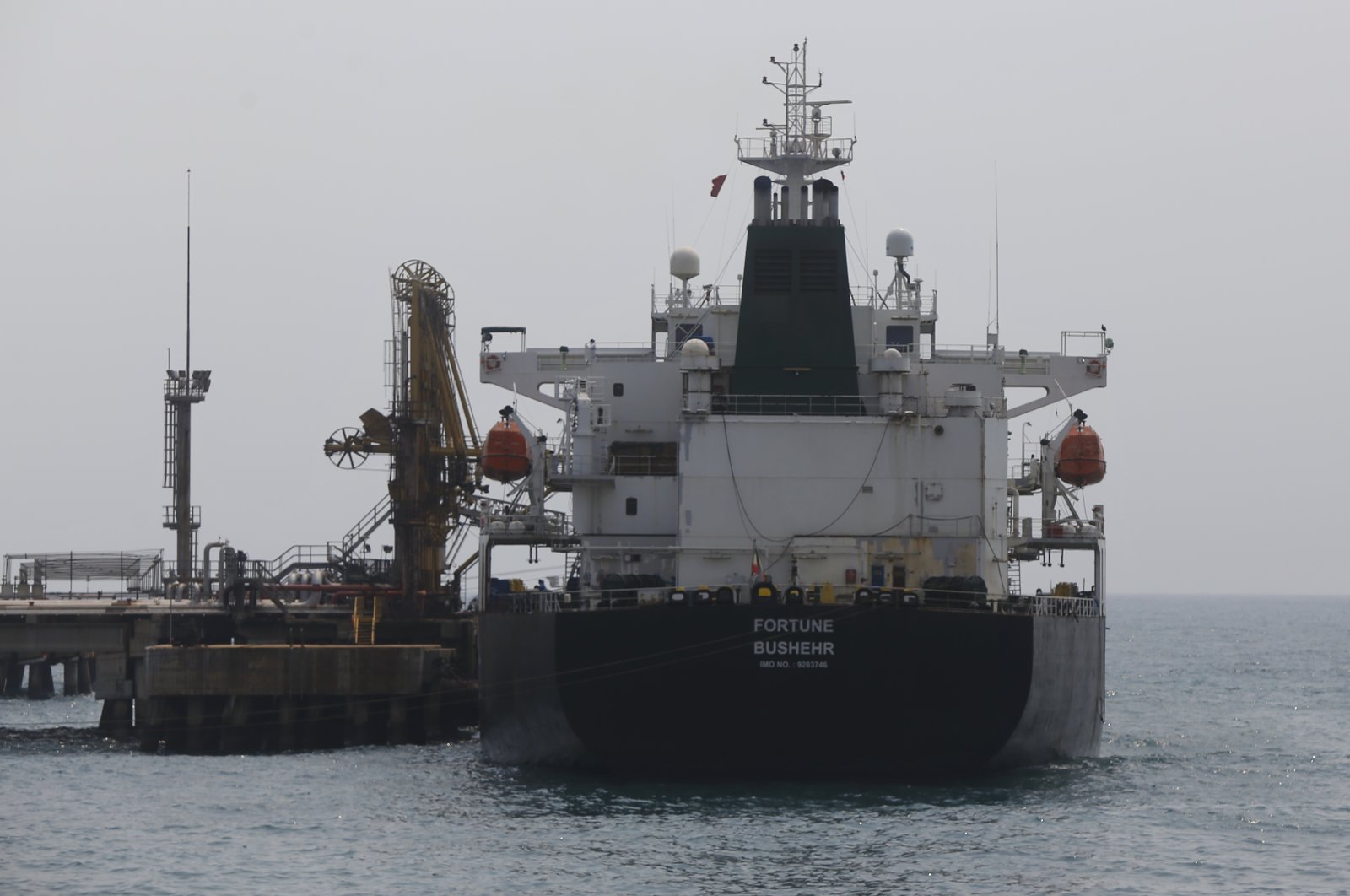 Iranian oil tanker Fortune is anchored at the dock of the El Palito refinery near Puerto Cabello, Venezuela, May 25, 2020. (AP Photo)