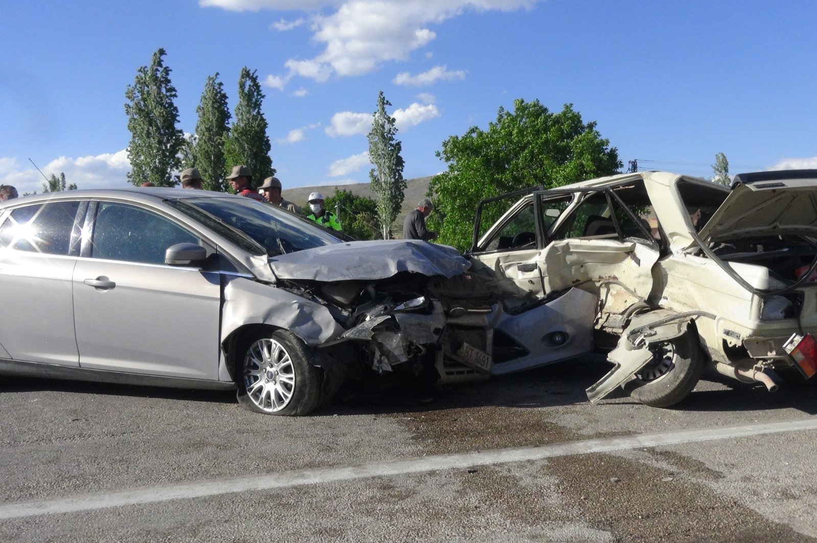 Wreckage of two cars that crashed into each other in Kahramanmaraş, Turkey, May 30, 2020. (İHA Photo)