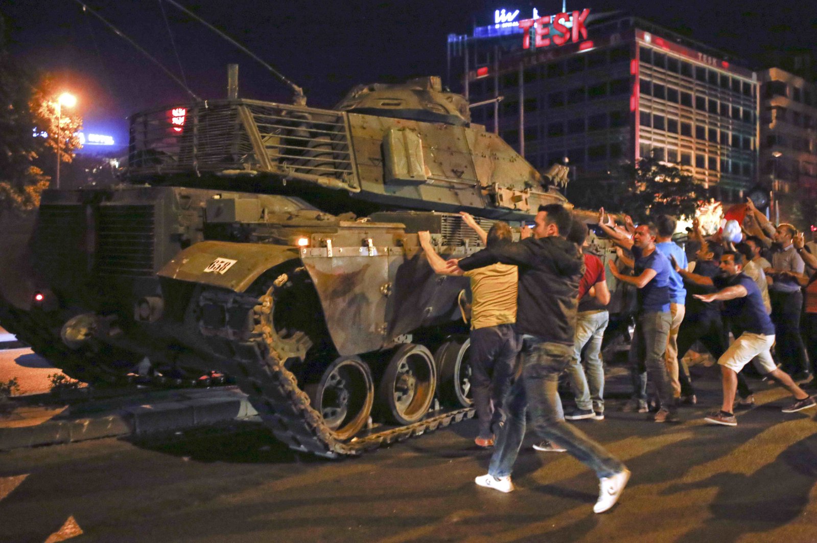 People confront a tank during the failed coup attempt, in Ankara, Turkey, July 16, 2016. (Reuters Photo)