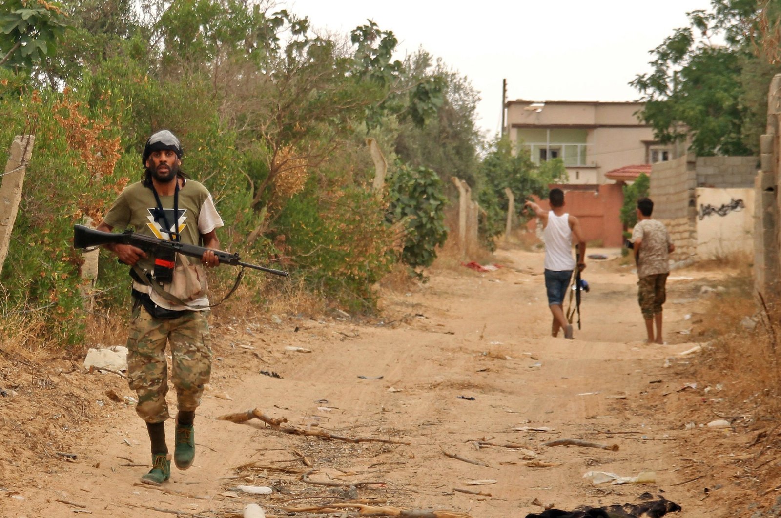 Fighters loyal to the internationally recognised Libyan Government of National Accord (GNA) are pictured during clashes with forces loyal to Khalifa Haftar in an area south of the Libyan capital Tripoli on June 1, 2020. (AFP Photo)