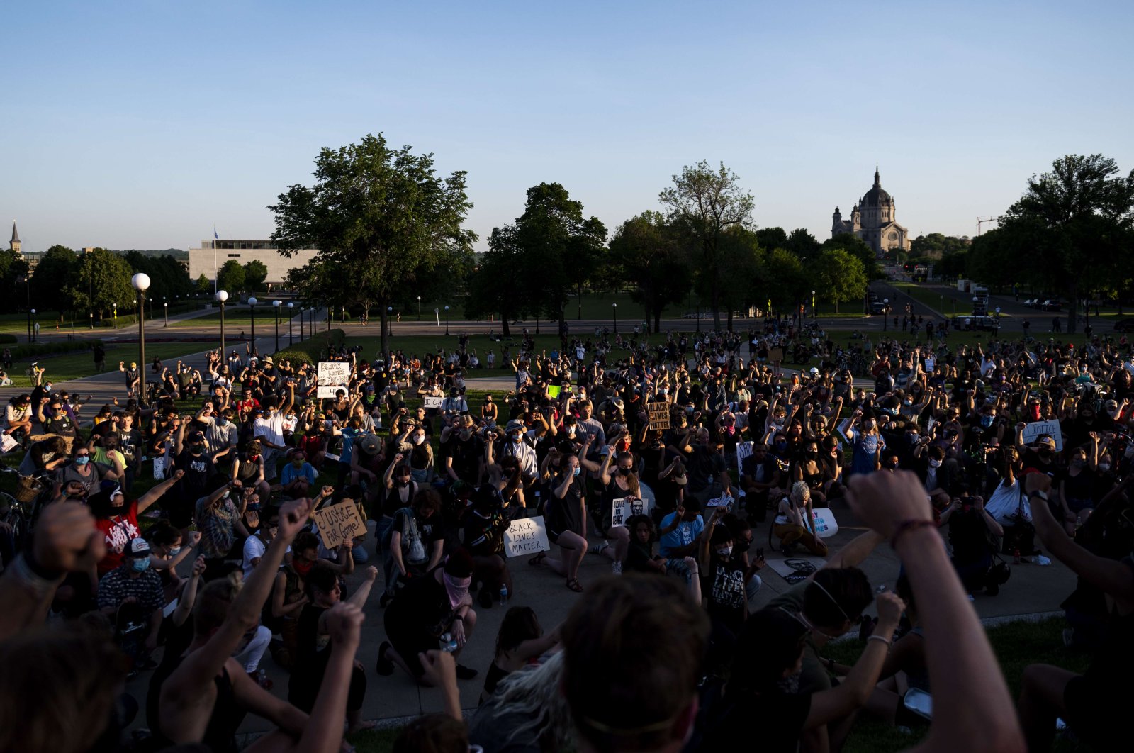A protest convenes at the Minnesota State Capitol building, St. Paul, Minnesota, U.S., June 1, 2020. (AFP Photo)