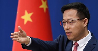 Chinese Foreign Ministry spokesman Zhao Lijian takes a question at a daily media briefing, Beijing, April 8, 2020. (AFP Photo)