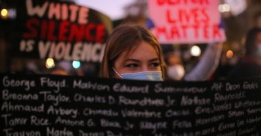 People take part in a Black Lives Matter protest following the deadly arrest and death of George Floyd in Minneapolis, in Sydney, Australia, June 2, 2020. (EPA Photo)