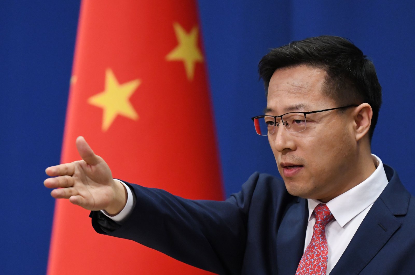 Chinese Foreign Ministry spokesman Zhao Lijian takes a question at a daily media briefing, Beijing, April 8, 2020. (AFP Photo)