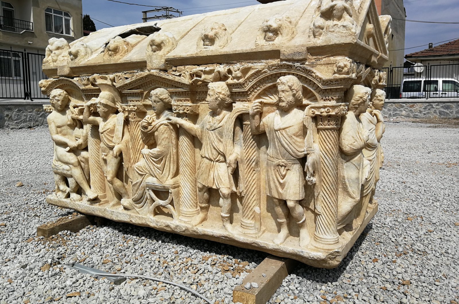 The sarcophagus was found in an olive field in Bursa province's Iznik district in 2015. (İHA PHOTO)