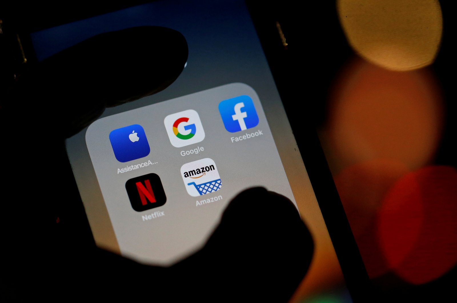 The logos of mobile apps Google, Amazon, Facebook, Apple and Netflix are displayed on a screen in this illustration picture taken Dec. 3, 2019. (Reuters Photo)