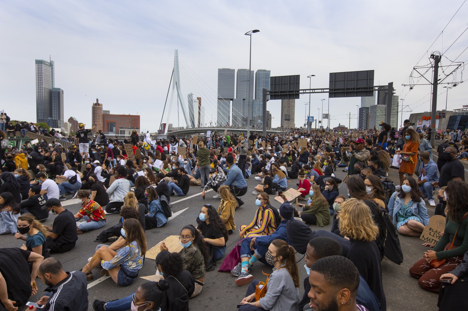 Thousands of people take part in a demonstration, Rotterdam, June 3, 2020. (AP Photo)