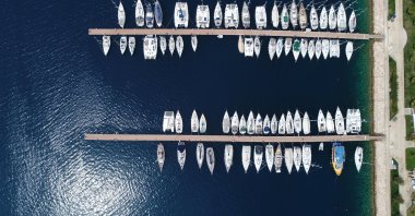 Yachts are seen at a port in Turkey's southern resort town of Kaş in Antalya province, April 21, 2020. (DHA Photo)