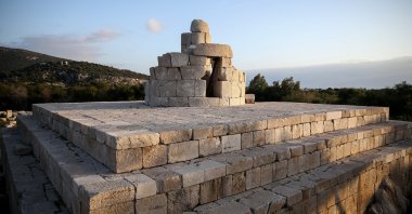 The lighthouse in Patara will be reerected with its original stones, Kaş, Antalya, Turkey. (AA Photo)