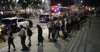 Demonstrators are arrested for a curfew violation, Los Angeles, California, U.S., June 3, 2020. (AP Photo)