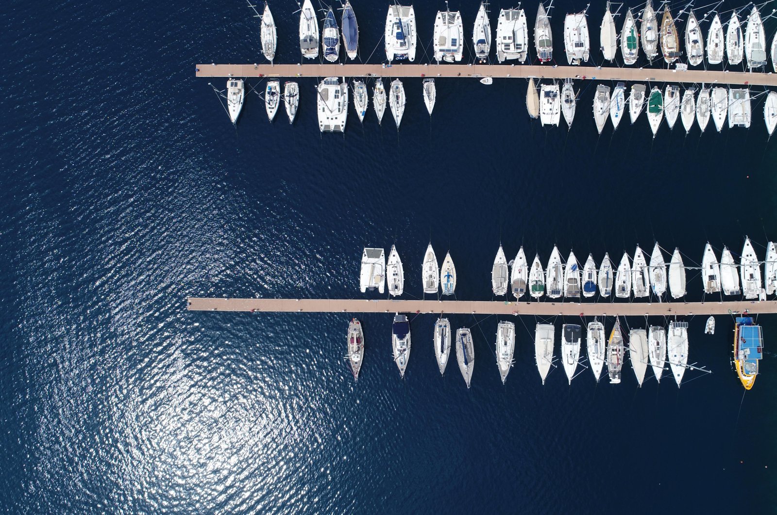 Yachts are seen at a port in Turkey's southern resort town of Kaş in Antalya province, April 21, 2020. (DHA Photo)