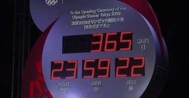 Unveiled countdown clock is shown during the Tokyo 2020 Countdown Clock presentation in Tokyo, Japan, July 24, 2019. (AP Photo)