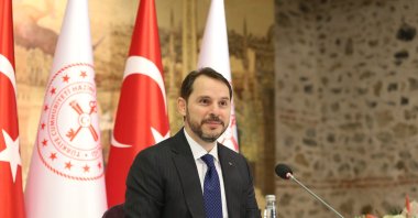 Treasury and Finance Minister Berat Albayrak during a meeting with journalists, Istanbul, Turkey, June 5, 2020. (Treasury and Finance Ministry via AA)