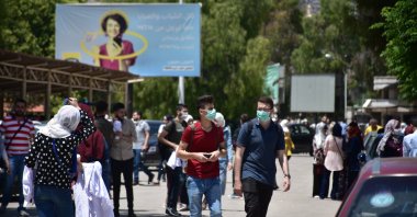 Students at a university in Damascus, Syria, May 31, 2020. (EPA)