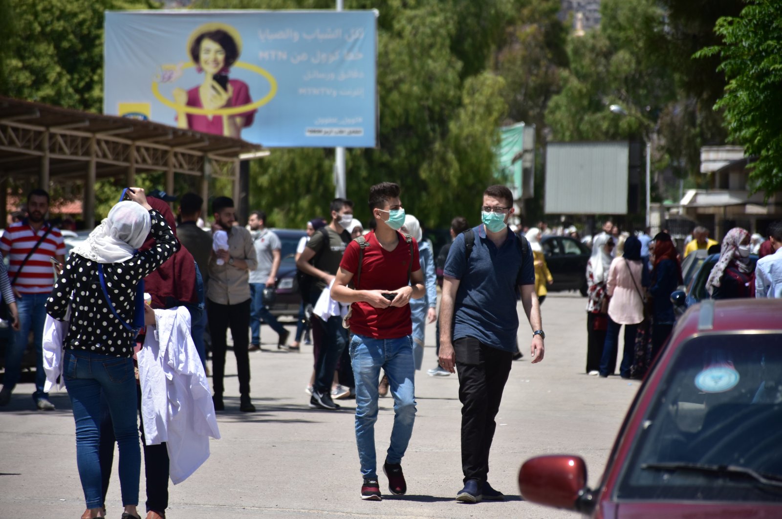 Students at a university in Damascus, Syria, May 31, 2020. (EPA)