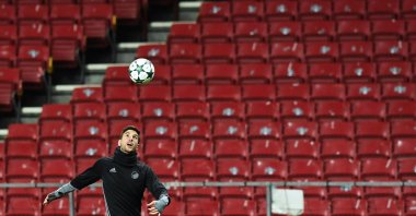 FC Copenhagen's Serbian forward Andrija Pavlovic takes part in a training session at the Parken stadium in Copenhagen, on November 1, 2016, on the eve of their UEFA Champions League group G football match against Leicester City. (AFP Photo)