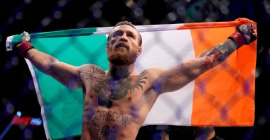 Conor McGregor celebrates his win against Donald Cerrone at T-Mobile Arena, Las Vegas, United States, on January 18, 2020. (REUTERS Photo)
