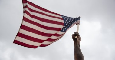 Demonstrators protest over the death of George Floyd, near the White House, Washington, D.C., June 5, 2020. (AP Photo)