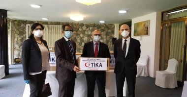 Turkish and Bangladeshi officials attended a handover ceremony for the aid in Dhaka, Bangladesh, June 7, 2020. (AA Photo) 