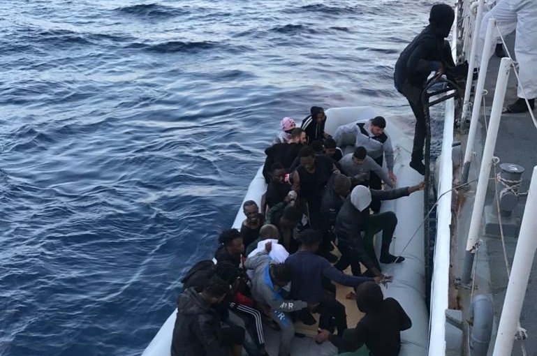 The Turkish coast guard rescued 36 asylum seekers off the Aegean coast of Çanakkale's Ayvacık district, June 8, 2020. (AA Photo)

