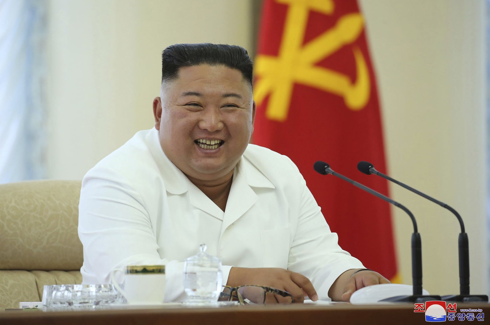 In this photo provided by the North Korean government, North Korean leader Kim Jong Un attends a meeting of the Politburo of the Central Committee of the Workers' Party of Korea in North Korea, June 7, 2020. (AP Photo)