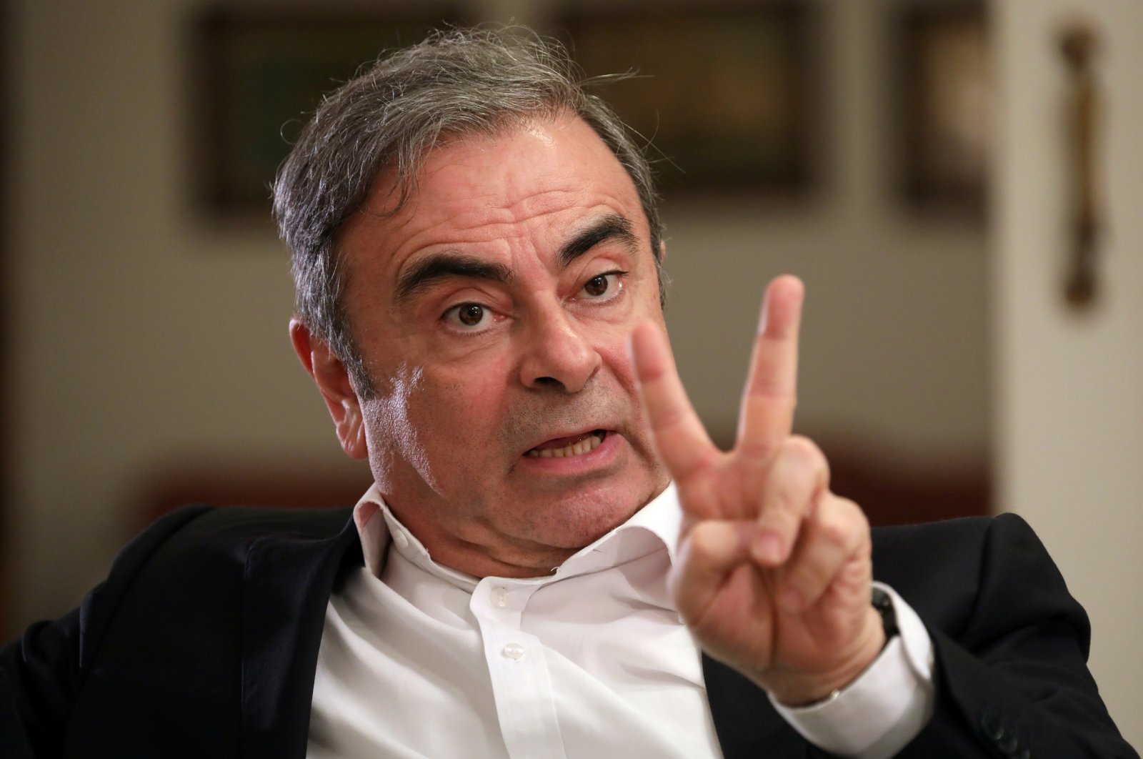 Former Nissan chairman Carlos Ghosn talks during an interview with Reuters in Beirut, Lebanon, Jan. 14, 2020. (Reuters Photo)